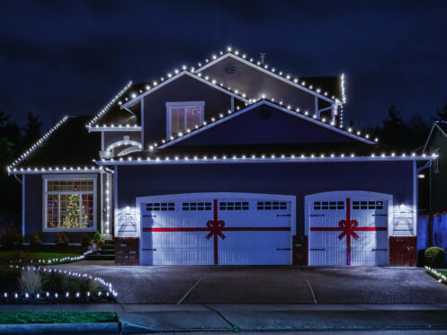 Garage door holiday decorations in San Diego, CA